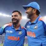 Rohit Sharma and Virat Kohli celebrating India’s 2025 Champions Trophy win after dominating Pakistan