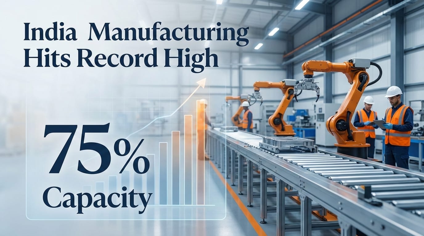 India’s manufacturing activity touched a record high in Q3 FY26, with 91% of firms reporting higher or unchanged production, capacity utilisation near 75%.