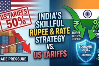 Find out how India cleverly let the rupee drop past 90/USD and lowered interest rates in 2025 to fight back against US tariffs of up to 50%.
