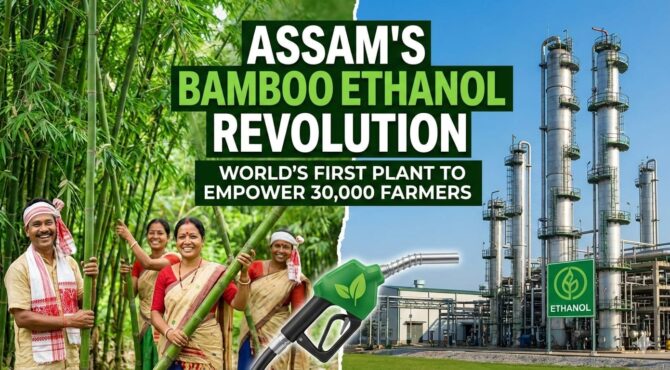 Assam Bio Ethanol Pvt Ltd’s bamboo-based ethanol plant in Numaligarh targets 30,000 farmers for sourcing bamboo, marking a major step in India’s green energy transition.