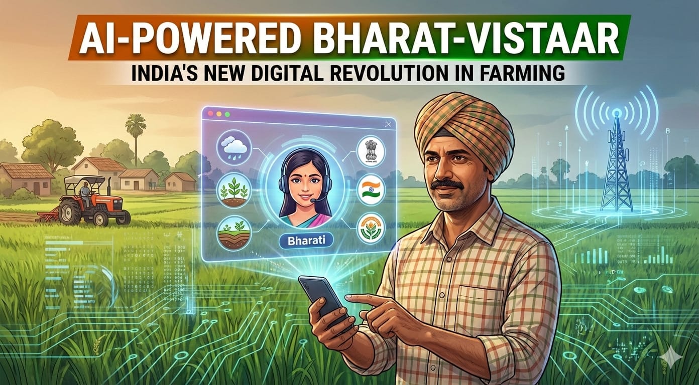 Launched under the Union Budget 2026-27, Bharat-VISTAAR facilitates artificial intelligence in the core of Indian agriculture with multilingual voice assistance for farmers across the country.