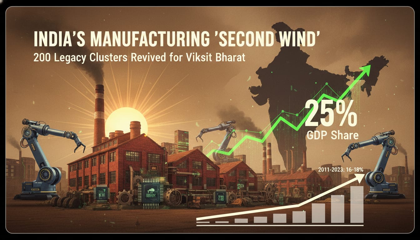 India’s manufacturing dreams are being rewritten in Parliament, with Finance Minister Nirmala Sitharaman’s Budget 2026 announcement to revive 200 legacy industrial clusters