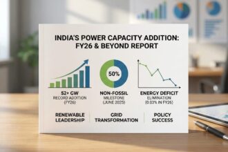 India has added a record 52,537 MW of power capacity in FY26 till January, led by 39,657 MW of renewables, taking total installed capacity to 520.5 GW and pushing non-fossil sources above fossil fuels.