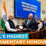 PM Narendra Modi conferred Speaker of the Knesset Medal, Israel's top parliamentary award, during his 2026 visit.