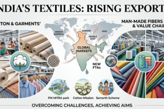 India’s textile exports hit Rs 3.16 lakh crore in FY26, up 2.1 per cent with RMG leading. Explore post-MFA struggles, DFTP for LDCs, inverted MMF duties, and policy revival via PM MITRA.