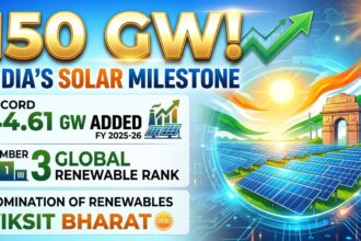 India's solar energy capacity crosses 150 GW mark in FY 2025-26, driven by record 44.61 GW installations including 16.3 GW from DRE; total RE hits 223.27 GW excluding large hydro as Minister Pralhad Joshi announces third global rank.