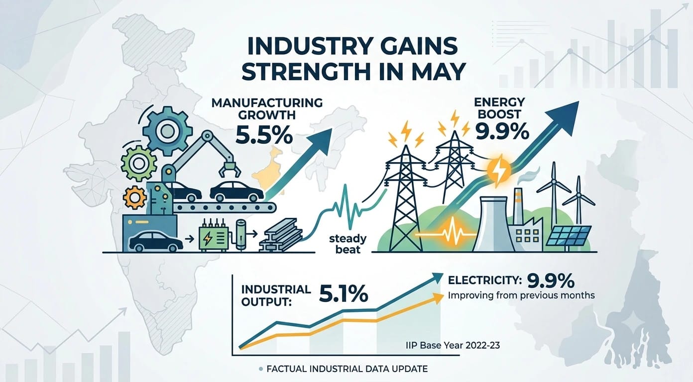 Industrial growth became stronger in May. The change came mainly from manufacturing and energy.