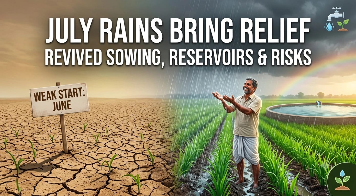 Strong July showers helped close the rainfall gap, though uneven weather still keeps the season uncertain.